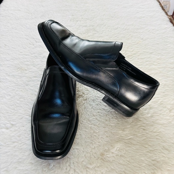 Stacy Adams Black Leather Slides On Dress Shoes size 11 W - Picture 2 of 11